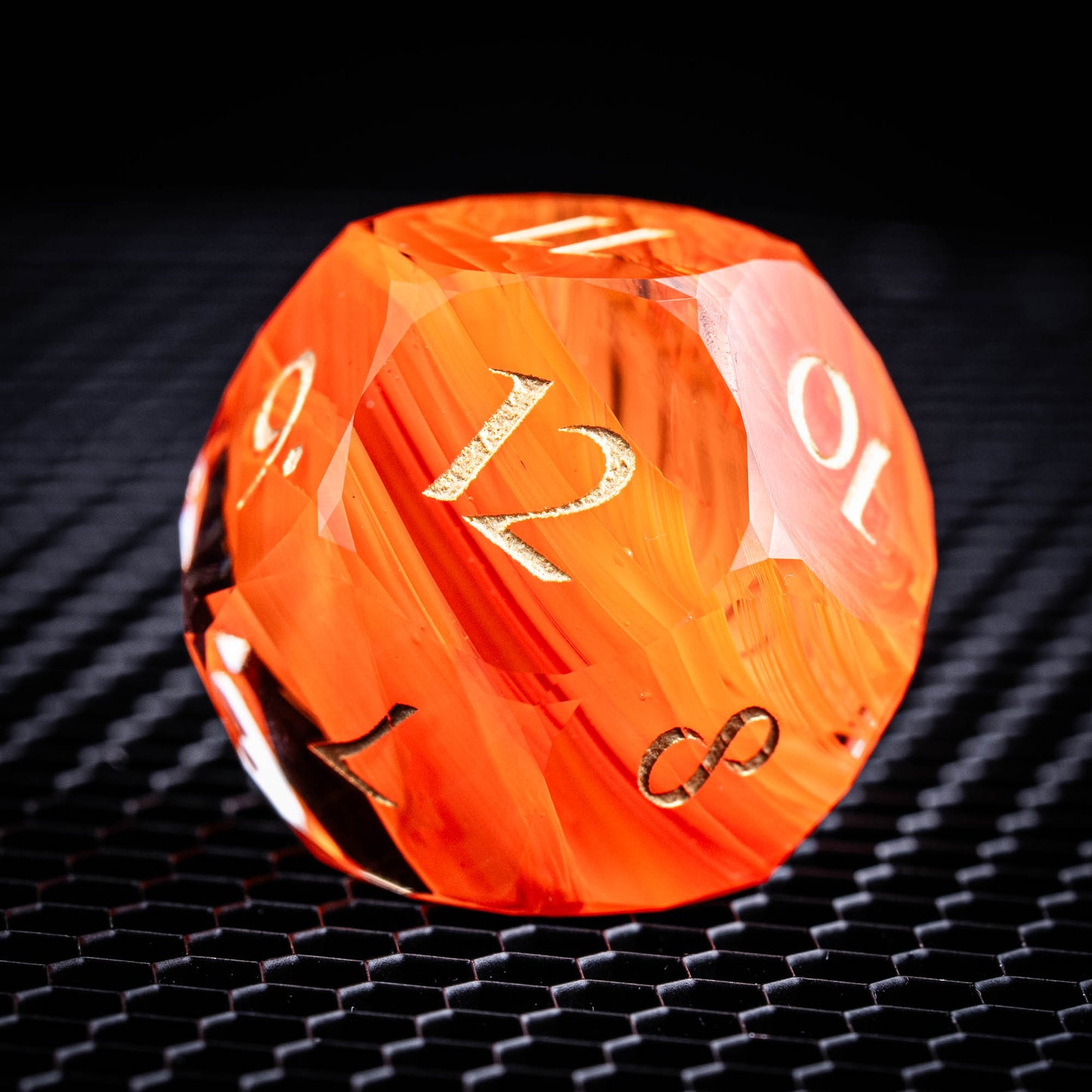 Multi-faceted Glass Dice Set - Orange