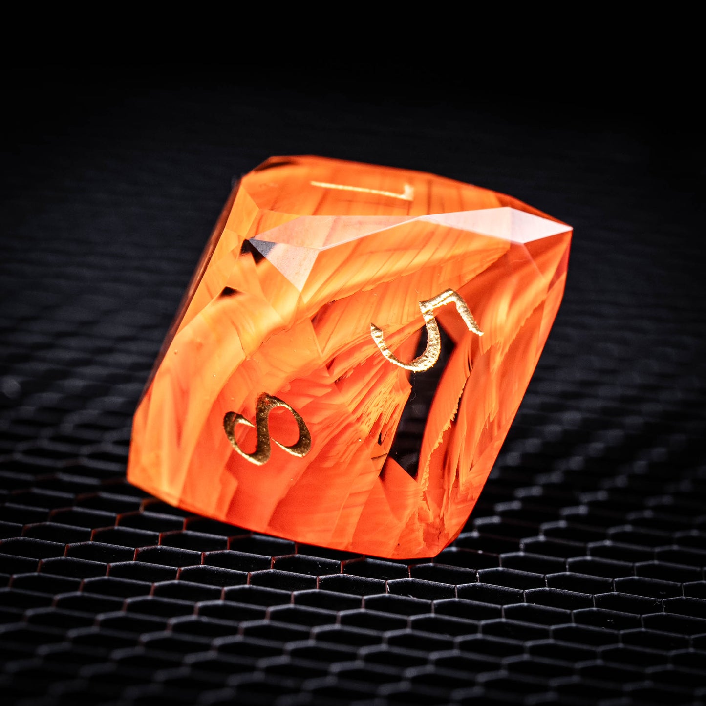 Multi-faceted Glass Dice Set - Orange