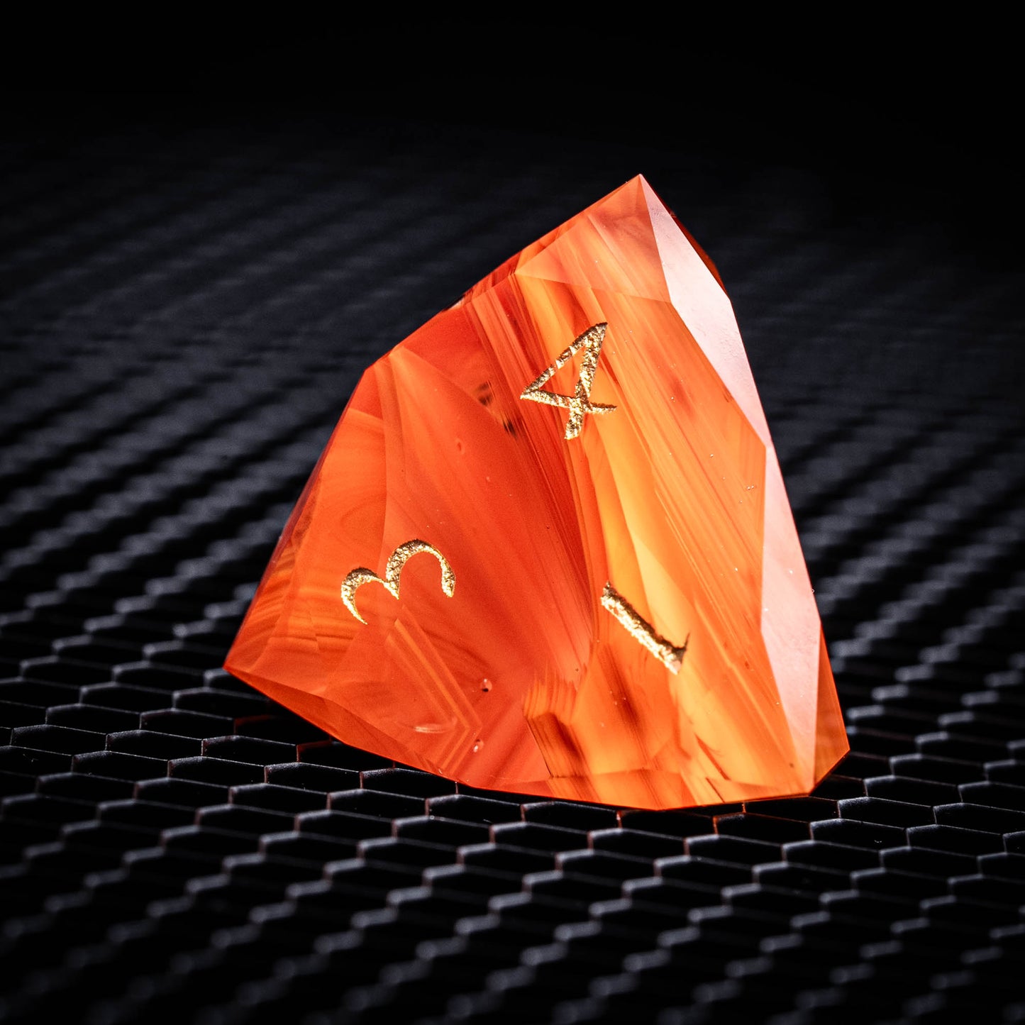 Multi-faceted Glass Dice Set - Orange