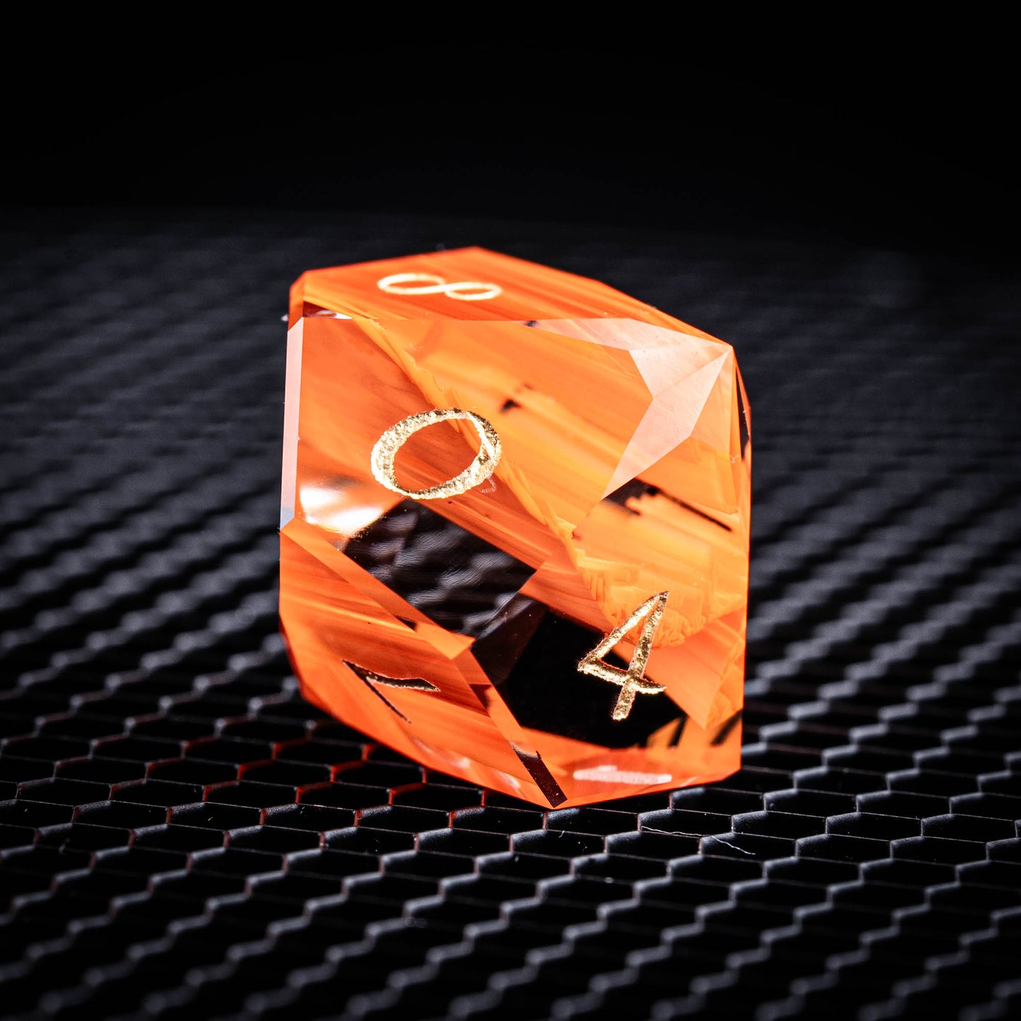 Multi-faceted Glass Dice Set - Orange