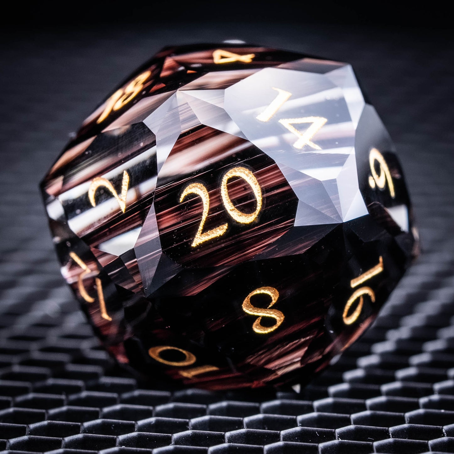 Multi-faceted Smoky Glass Dice Set - Brown