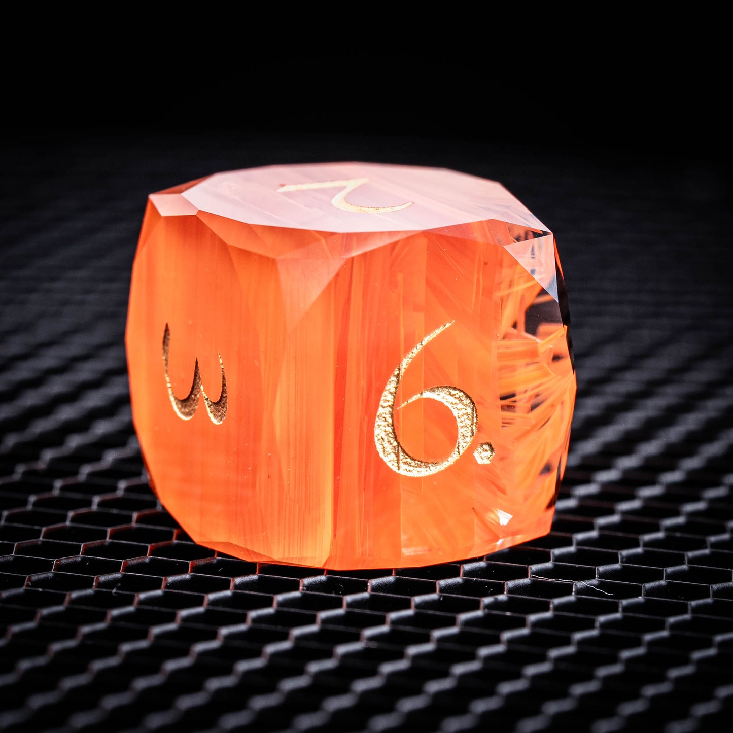 Multi-faceted Glass Dice Set - Orange