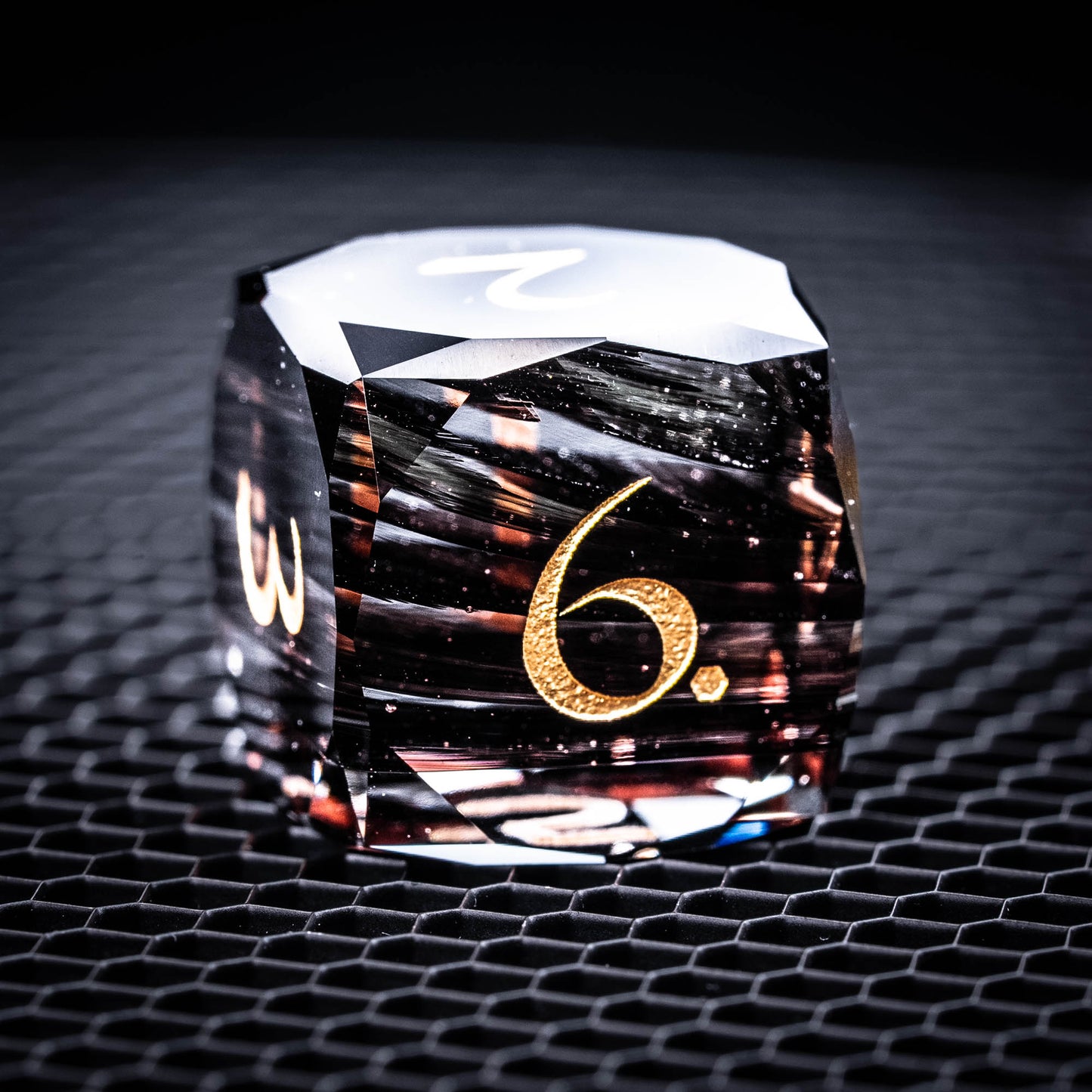 Multi-faceted Smoky Glass Dice Set - Brown