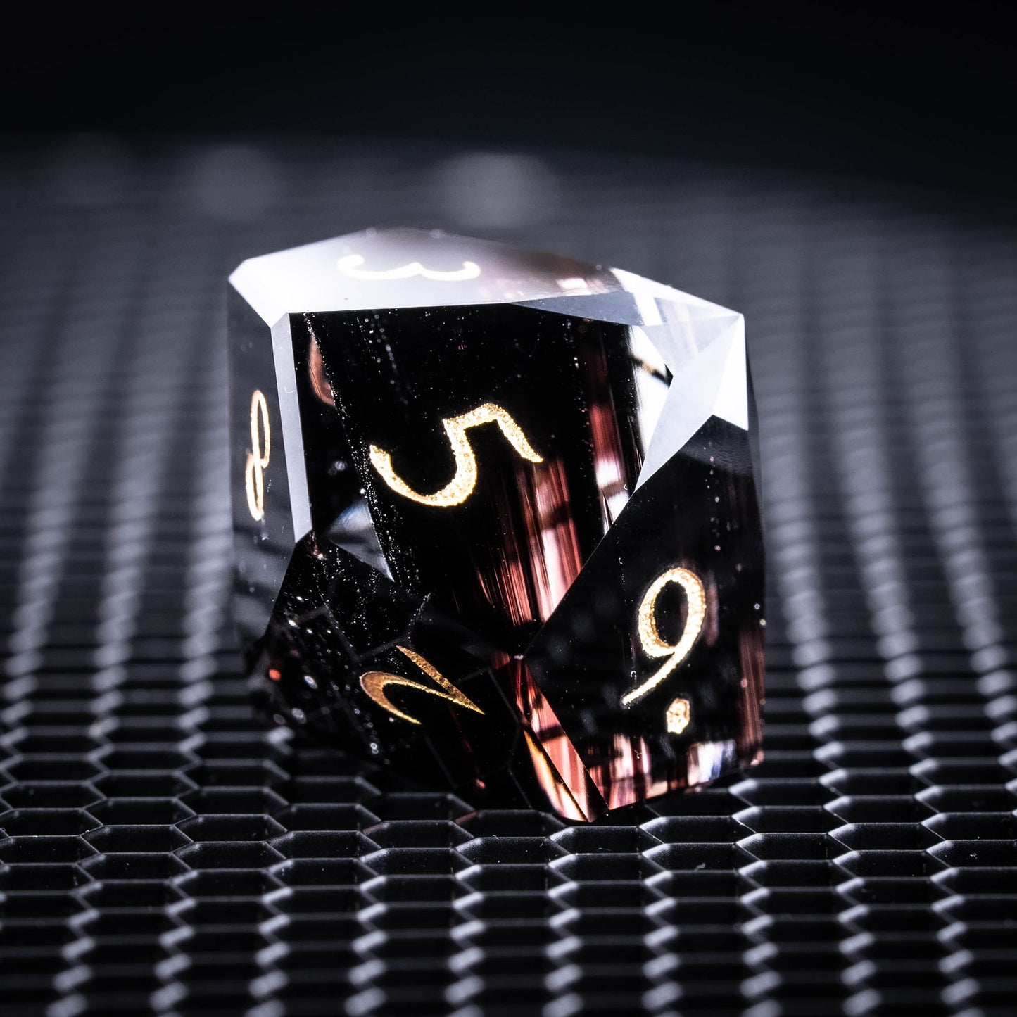 Multi-faceted Smoky Glass Dice Set - Brown