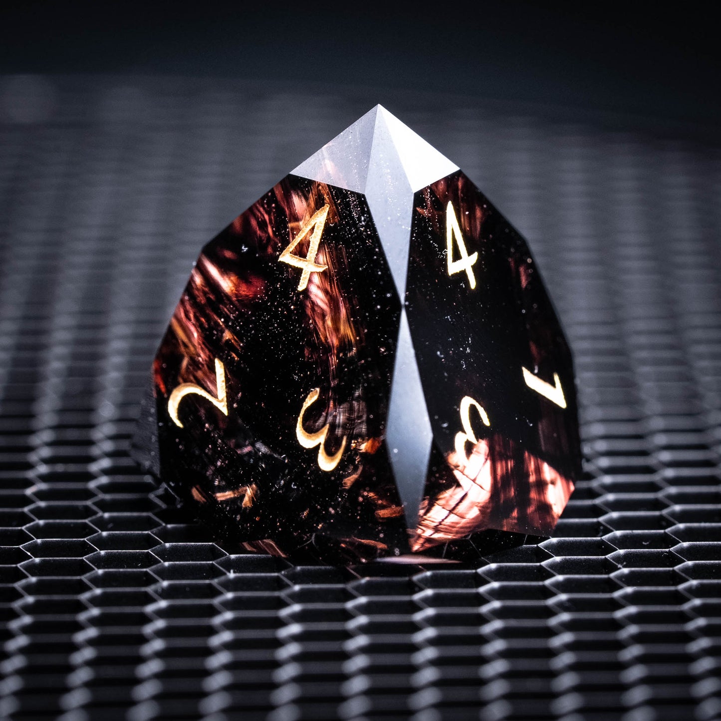 Multi-faceted Smoky Glass Dice Set - Brown
